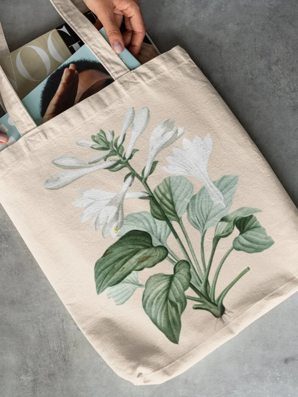 Daylily Vintage Floral Print Graphic Canvas Tote Bag